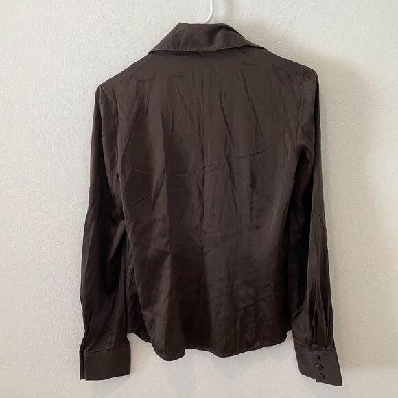 Ann Taylor Women's Button Up Silk Blouse  Brown   Size: 4 - Picture 2 of 5